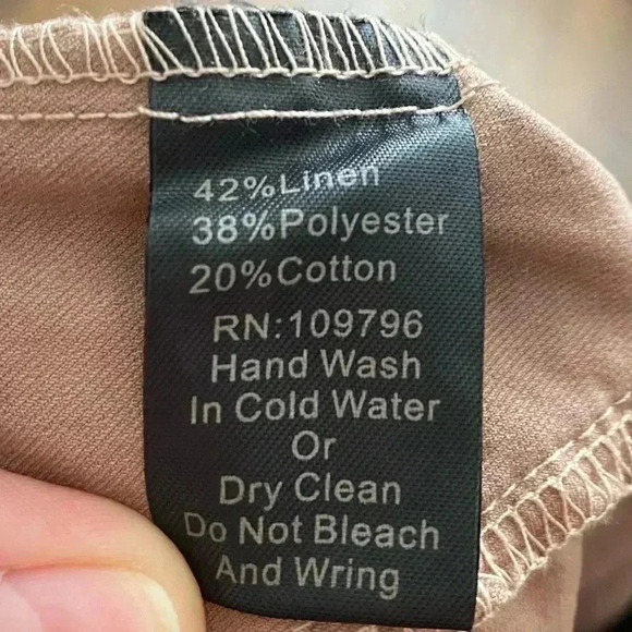 🆕Pretty Angel Coffee Lace-Accent Wide-Leg Linen Blend Pants S🆕 - Picture 11 of 12